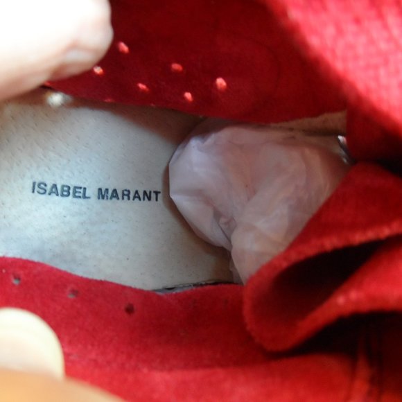 New Isabel Marant Raspberry Bobby Suede Leather Sneakers SIze 37 - Picture 9 of 15